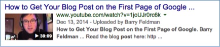 Blog post on first page of Google
