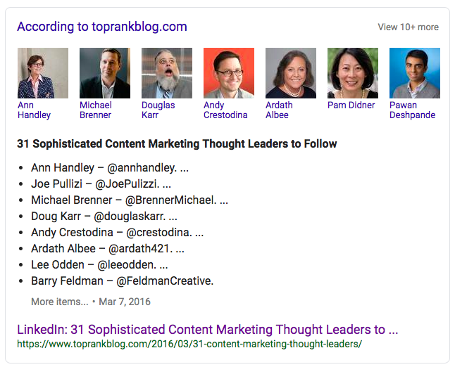 Content marketing thought leaders